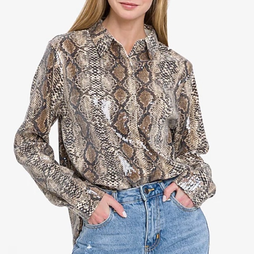Endless Rose Sequin Snakeskin Shirt